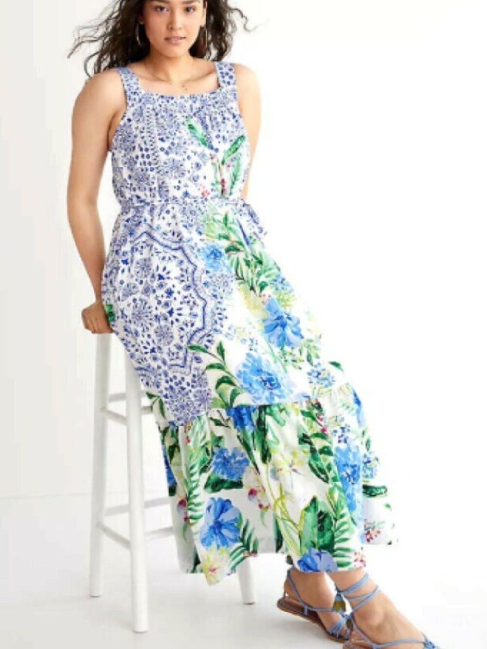 Anthropologie Maeve Flounced Maxi Dress In Bouquet Size XSP